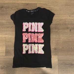 Victorias Secret T-Shirt with Pink Sequin Logo Design